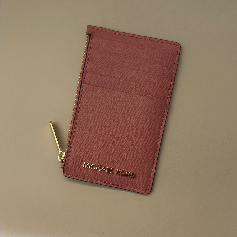 Michael Kors Rose Card Holder with Gold Accents